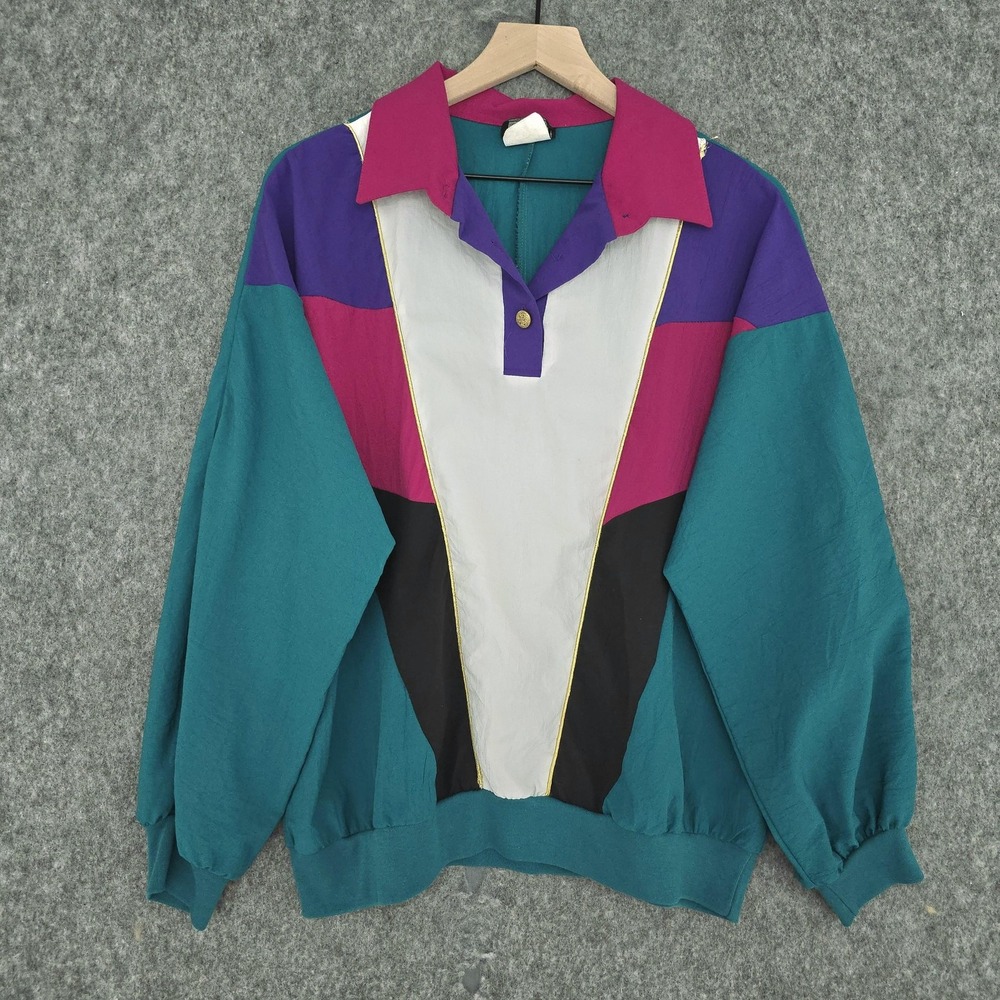Vintage Southern Lady Shirt Womens XL Multicolor Colorblock Polo 80s 90s